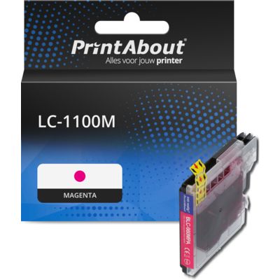 PrintAbout Huismerk vervangt Brother LC-1100M Inktcartridge Magenta