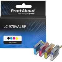 PrintAbout Huismerk vervangt Brother LC-970VALBP Inktcartridge 4-kleuren Multipack