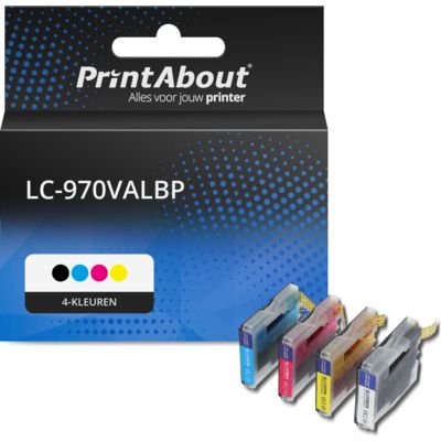 PrintAbout Huismerk vervangt Brother LC-970VALBP Inktcartridge 4-kleuren Multipack
