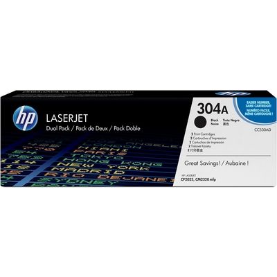 HP 304A (CC530AD) Toner 2x Zwart - Multipack