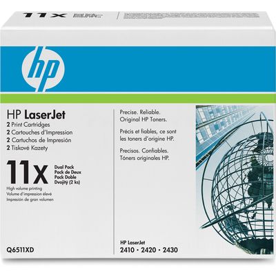 HP 11XD (Q6511XD) Toner 2x Zwart - Multipack - Hoge capaciteit 