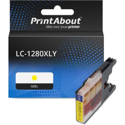 PrintAbout Huismerk vervangt Brother LC-1280XLY Inktcartridge Geel Hoge capaciteit