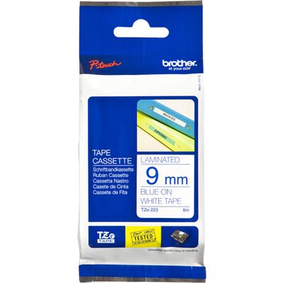 Brother TZe-223 Tape Blauw op wit (9 mm)