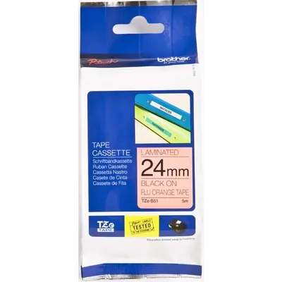 Brother TZe-B51 Tape Zwart op oranje (24 mm)