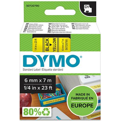 Dymo 43618 (S0720790) Tape Zwart op geel (6 mm)