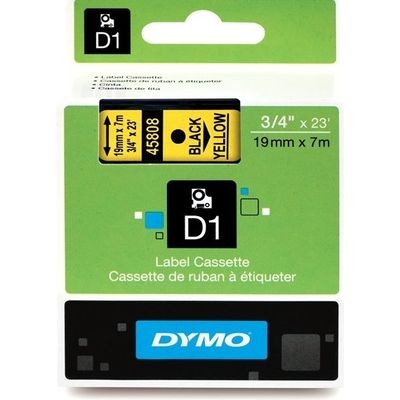 Dymo 45808 (S0720880) Tape Zwart op geel (19 mm)