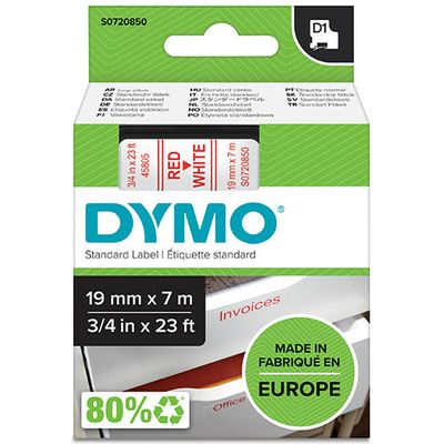 Dymo 45805 (S0720850) Tape Rood op wit (19 mm)