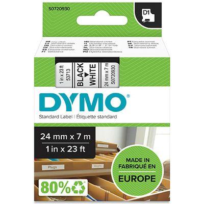 Dymo 53713 (S0720930) Tape Zwart op wit (24 mm)