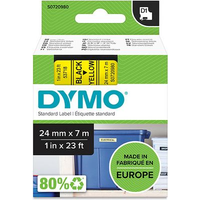 Dymo 53718 (S0720980) Tape Zwart op geel (24 mm)
