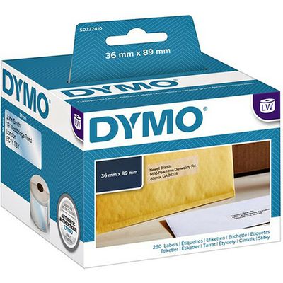 Dymo 99013 (S0722410) Etiket Zwart op transparant (36 mm x 89 mm)
