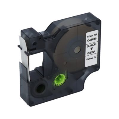 Huismerk Dymo 45010 (S0720500) Tape Zwart op transparant (12 mm)