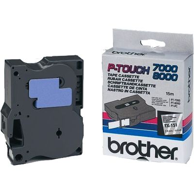 Brother TX-151 Tape Zwart op transparant (24 mm)