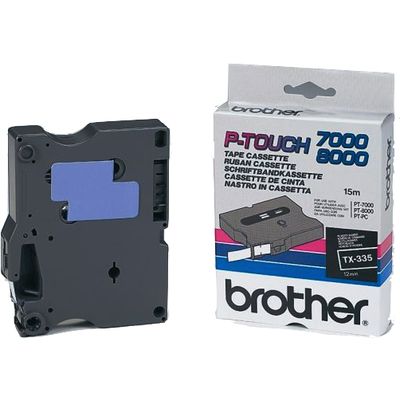 Brother TX-335 Tape Zwart op wit (12 mm)