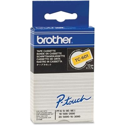 Brother TC-601 Tape Zwart op geel (12 mm)