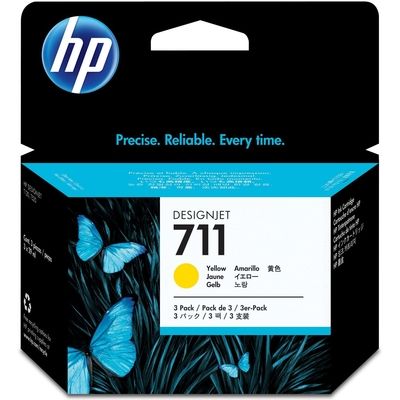 HP 711 (CZ136A) Inktcartridge 3x Geel - Multipack