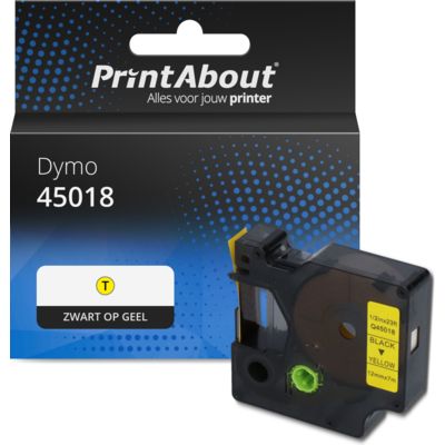 Huismerk Dymo 45018 (S0720580) Tape Zwart op geel (12 mm)