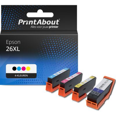 Huismerk Epson 26XL (T2636) Inktcartridge 4-kleuren Multipack Hoge capaciteit