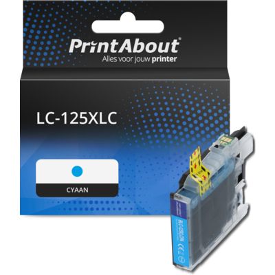 PrintAbout Huismerk vervangt Brother LC-125XLC Inktcartridge Cyaan Hoge capaciteit