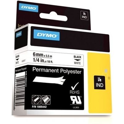 Dymo 1805442 Tape Zwart op wit (6 mm)