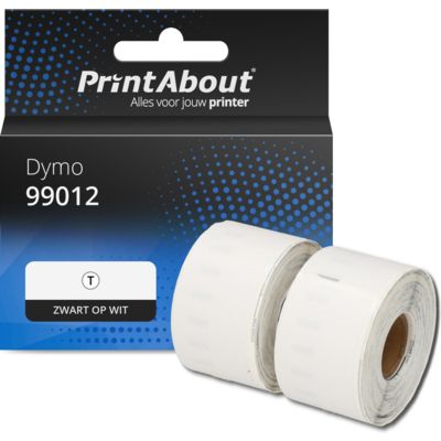 Huismerk Dymo 99012 Etiket Zwart op wit (89 mm x 36 mm) 2 rollen