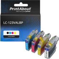 PrintAbout Huismerk vervangt Brother LC-123VALBP Inktcartridge 4-kleuren Multipack