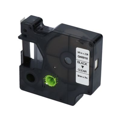 Huismerk Dymo 40910 (S0720670) Tape Zwart op transparant (9 mm)