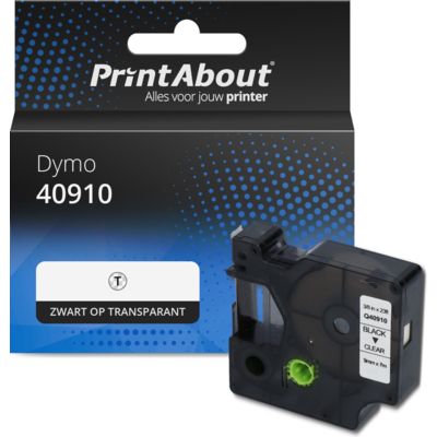 Huismerk Dymo 40910 (S0720670) Tape Zwart op transparant (9 mm)