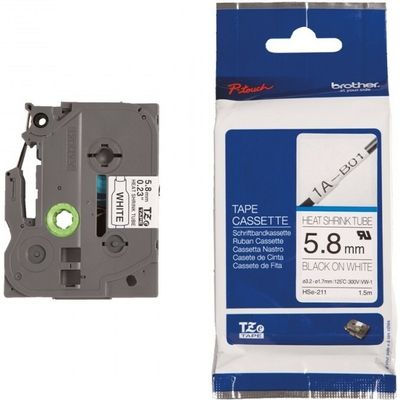 Brother HSE-211 Tape Zwart op wit (5,8 mm)