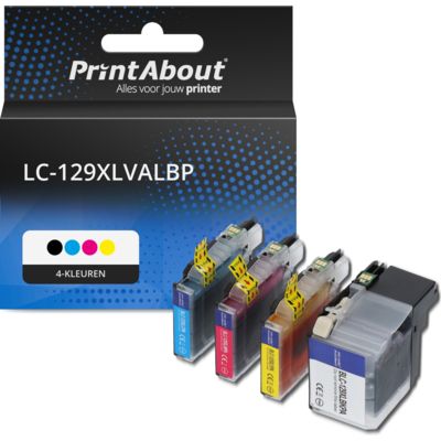 PrintAbout Huismerk vervangt Brother LC-129XLVALBP Inktcartridge 4-kleuren Multipack Hoge capaciteit