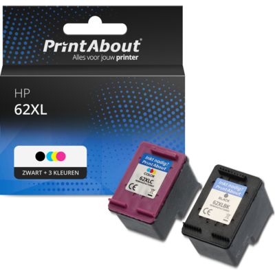 Huismerk HP 62XL (N9J71AE) Inktcartridge Zwart + 3 kleuren Multipack