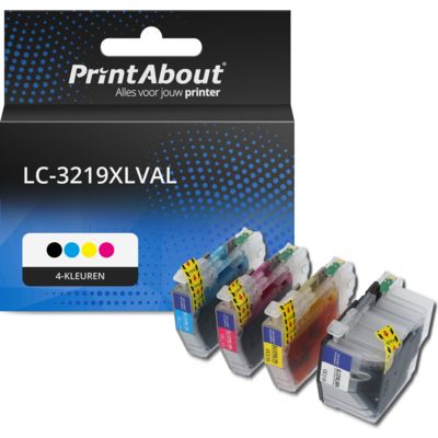 PrintAbout Huismerk vervangt Brother LC-3219XLVAL Inktcartridge 4-kleuren Multipack Hoge capaciteit