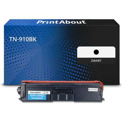 PrintAbout Huismerk vervangt Brother TN-910BK Toner Zwart Extra hoge capaciteit