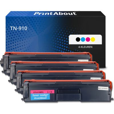 PrintAbout Huismerk vervangt Brother TN-910 Toner 4-kleuren Multipack Extra hoge capaciteit