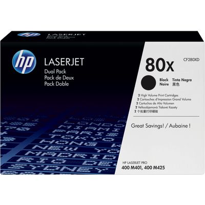 HP 80XD (CF280XD) Toner 2x Zwart Hoge capaciteit - Multipack