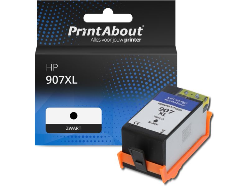 PrintAbout huismerk Inktcartridge 907XL (T6M19AE) Zwart Hoge capaciteit Geschikt voor HP
