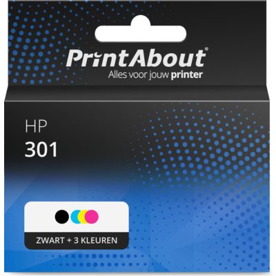 HP 301 Inktcartridge Zwart, Cyaan, Geel, Magenta, 3 kleuren en zwart 3-Pack (Standaard Capaciteit) (E5Y87EE) origineel van HP