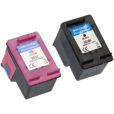 Huismerk HP 301 (N9J72AE) Inktcartridge Zwart + 3 kleuren Multipack 