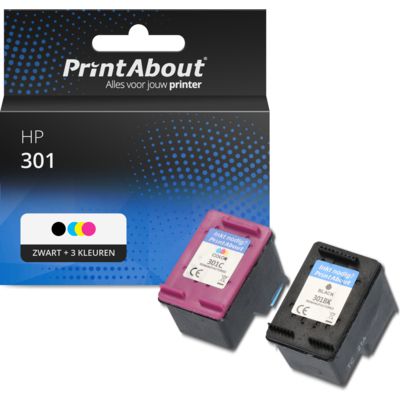Huismerk HP 301 (N9J72AE) Inktcartridge Zwart + 3 kleuren Multipack 