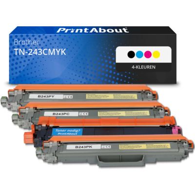 PrintAbout Huismerk vervangt Brother TN-243CMYK Toner 4-kleuren Multipack