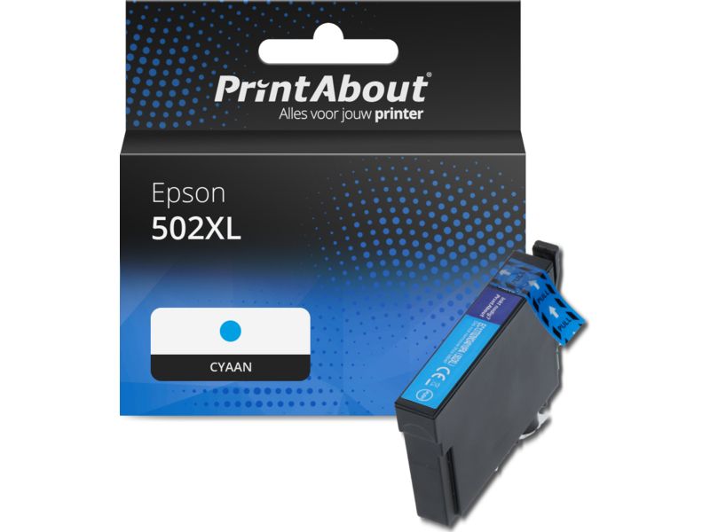 PrintAbout huismerk Inktcartridge 502XL (C13T02W24010) Cyaan Hoge capaciteit Geschikt voor Epson