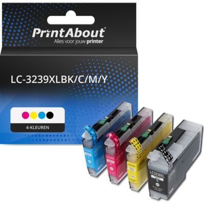 PrintAbout Huismerk vervangt Brother LC-3239XLBK/C/M/Y Inktcartridge 4-kleuren Multipack Hoge capaciteit