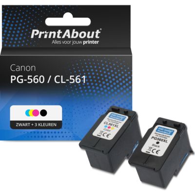 Huismerk Canon PG-560 / CL-561 Inktcartridge Zwart + 3 kleuren Multipack