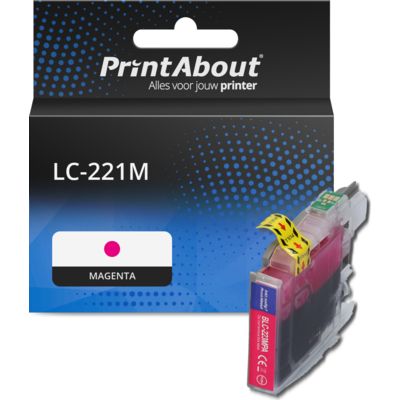 PrintAbout Huismerk vervangt Brother LC-221M Inktcartridge Magenta