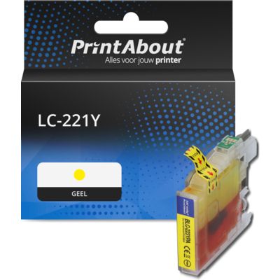 PrintAbout Huismerk vervangt Brother LC-221Y Inktcartridge Geel