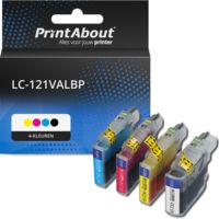PrintAbout Huismerk vervangt Brother LC-121VALBP Inktcartridge 4-kleuren Multipack