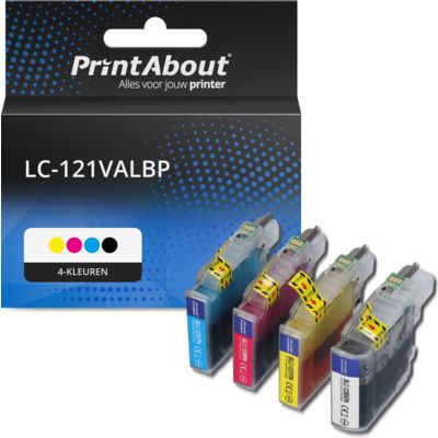 PrintAbout Huismerk vervangt Brother LC-121VALBP Inktcartridge 4-kleuren Multipack