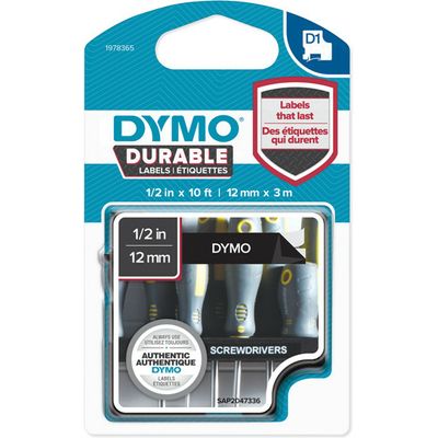 Dymo Durable 1978365 Tape wit op zwart (12 mm)