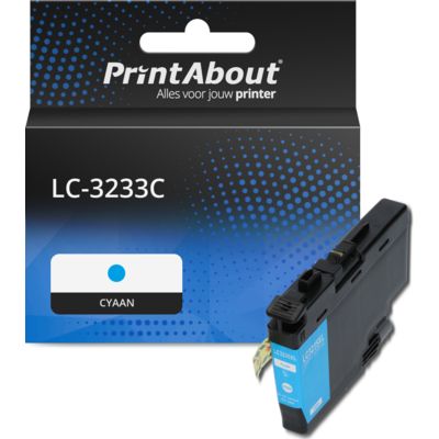 PrintAbout Huismerk vervangt Brother LC-3233C Inktcartridge Cyaan