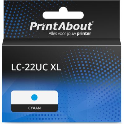 PrintAbout Huismerk vervangt Brother LC-22UC XL Inktcartridge Cyaan Hoge capaciteit