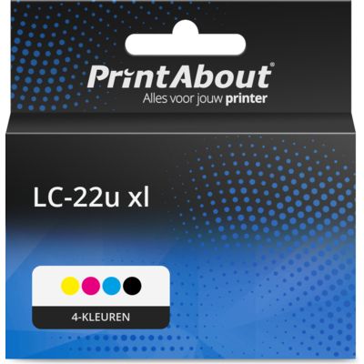 PrintAbout Huismerk vervangt Brother LC-22u xl (LC-22U) Inktcartridge 4-kleuren Multipack